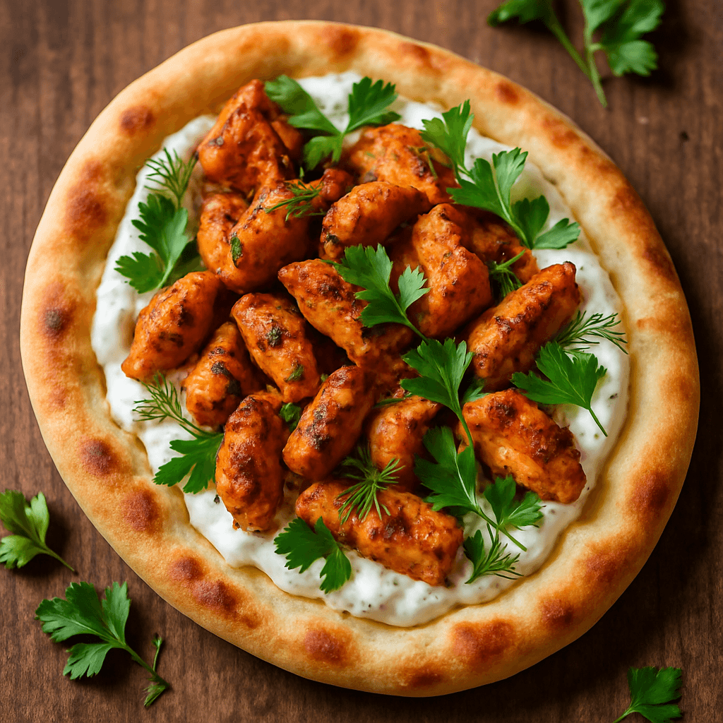 Turks brood met gekruide kip